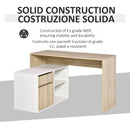 Oak and White L-Shaped Corner Computer Desk with Storage Drawer