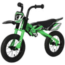 Green 12" Kids Balance Bike, No Pedal Training Bicycle, Motorbike Style