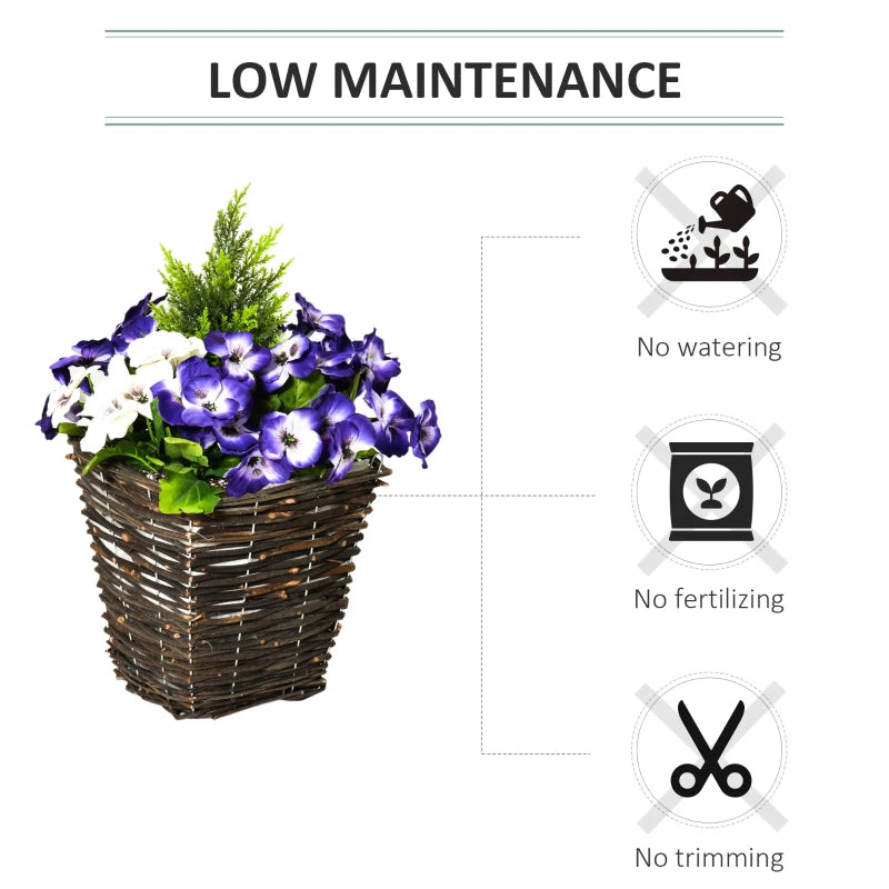 Set of 2 White Artificial Orchid Plants in Wicker Baskets