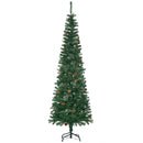 6.5FT Tall Slim Green Christmas Tree with Realistic Branches and Pine Cones