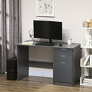 Grey High Gloss Computer Desk with Drawers and Storage Cabinet, 120x60cm