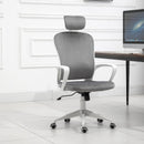 Grey Velvet Ergonomic Office Chair with Adjustable Headrest