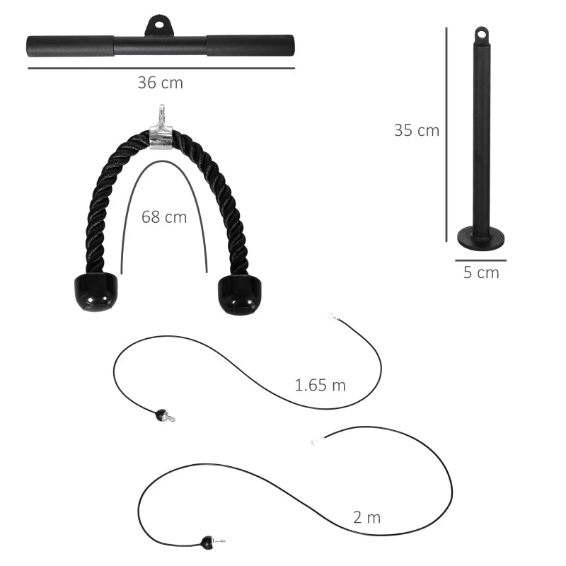 Black Cable Pulley System for Lats Pull Down, DIY Weight Pin