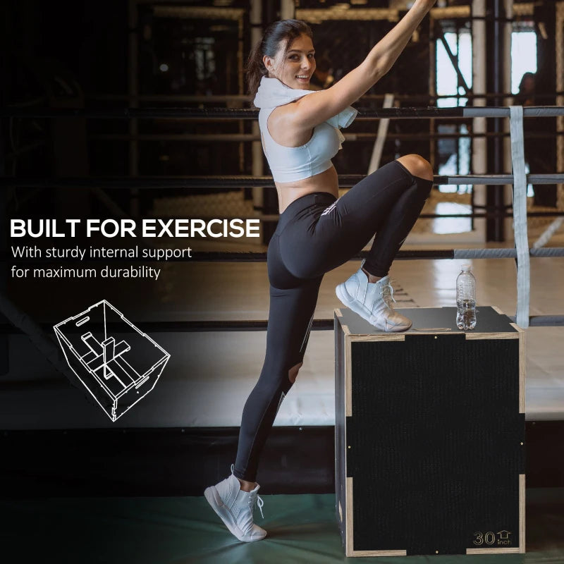 Wooden Plyo Box Set - 3-in-1 Jump Platform for Home Gym Training, 51/61/76cm