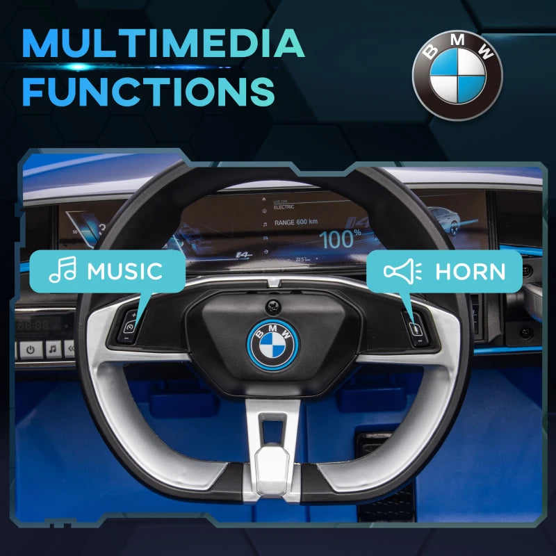 12V Kids Electric Ride-On Car - Blue BMW i4 Style