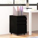 Black 3-Drawer Steel File Cabinet with Pencil Tray