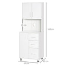 White Modern Kitchen Storage Cabinet with Drawers and Countertop