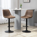 Brown Swivel Bar Stools Set of 2 - Adjustable Counter Height Dining Chairs