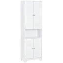 White Retro Tall Bathroom Cabinet with 3 Shelves & Shutters