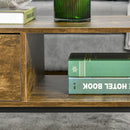 Rustic Brown Industrial Coffee Table with Storage Shelf and Drawer