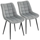 Velvet Upholstered Dining Chairs, Set of 2, Metal Legs, Grey