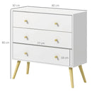 White 3-Drawer Storage Chest with Wood Legs for Bedroom & Living Room