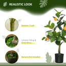 Set of 2 Artificial Lemon and Orange Trees with Pots, Home Indoor Decor, 60cm, Green and Orange