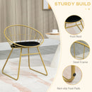 Gold Velvet Dining Chairs Set of 2, Round Back Metal Wire Kitchen Chair