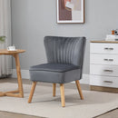 Grey Fabric Accent Chair with Rubber Wood Legs and Thick Padding
