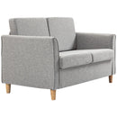 Modern Light Grey 2 Seater Loveseat Sofa with Wood Legs and Armrests