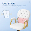 Adjustable Cream White Office Chair with Button Tufted Design