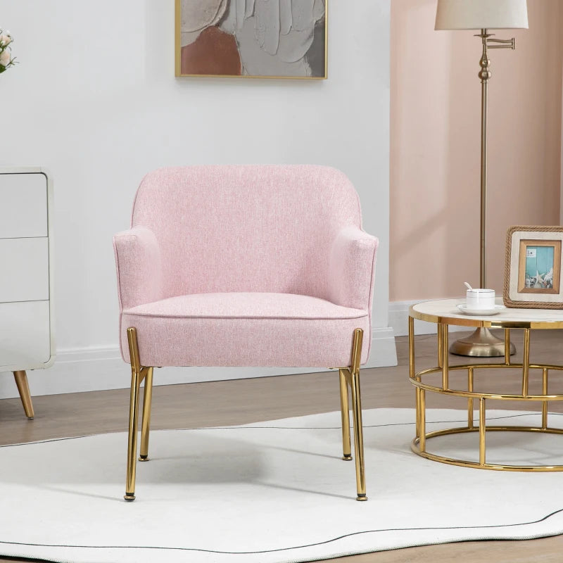 Modern Pink Fabric Accent Chair with Metal Legs