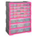 39-Drawer Rose Red Plastic Storage Cabinet, 38x16x47.5 cm