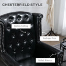 Black Wingback Tufted Armchair with Nail Head Trim