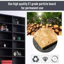 Black Wooden Media Storage Shelf with 10 Adjustable Shelves