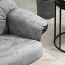 Grey Fabric Swivel Recliner Armchair Set with Footstool