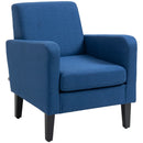 Blue Modern Accent Chair with Rubber Wood Legs for Living Room & Bedroom