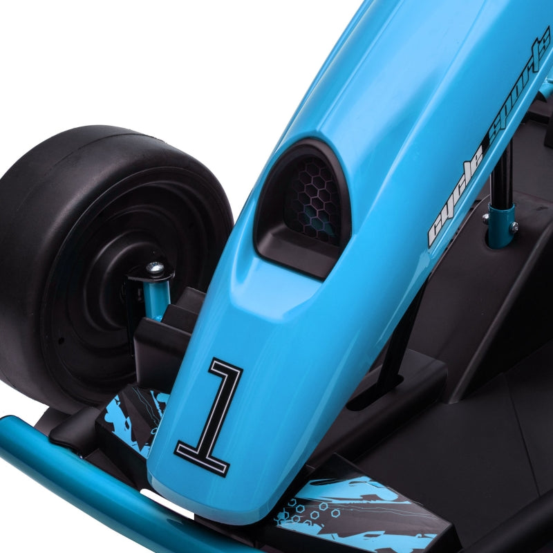 Blue Electric Drift Go Kart for Kids, 2 Speed Ride-On Racing Toy