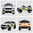 White Kids Electric Police Car with Remote Control & Lights