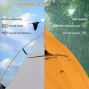 Orange Double Layer Camping Tent, 1-2 Person Backpacking Tent, Waterproof & Lightweight