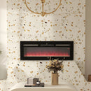 Black 127cm Electric Fireplace, 2000W Wall Mounted Fire with Remote Control