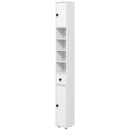 White 180cm Tall Slim Bathroom Storage Cabinet with Shelves
