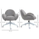 Grey Fluffy Rolling Desk Chair for Home Office or Bedroom