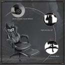 Grey Gaming Chair with Lumbar Support, Footrest, and Headrest