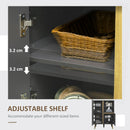 Modern White Storage Cabinet with Glass Shelves & Wood Legs