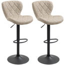 Swivel Bar Stools Set of 2, Light Khaki Breakfast Chairs with Backrest and Footrest