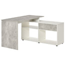 Grey and White L-Shaped Corner Desk with Drawers and Shelves