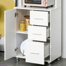 White Modern Kitchen Storage Cabinet with Drawers and Countertop