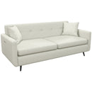 Beige Fabric 2 Seater Sofa with Storage Pockets and Steel Legs