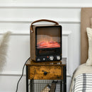 Electric Fireplace Heater, Realistic Flame Effect, Dark Walnut