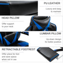 Blue Gaming Chair with Lumbar Support, Footrest, and Headrest