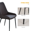 Brown Rhombus Tufted Dining Chairs Set of 2 - Modern Leather Style