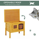 Wooden Outdoor Cat House with Water-Resistant Roof - Grey