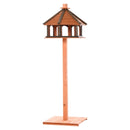 Brown Wooden Bird Feeder Table with Roof 130cm - Outdoor Bird House Stand