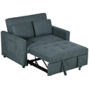 Charcoal Grey Convertible Loveseat Sofa Bed with Cushions and Side Pockets