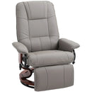 Grey Manual Recliner Armchair with Faux Leather Upholstery