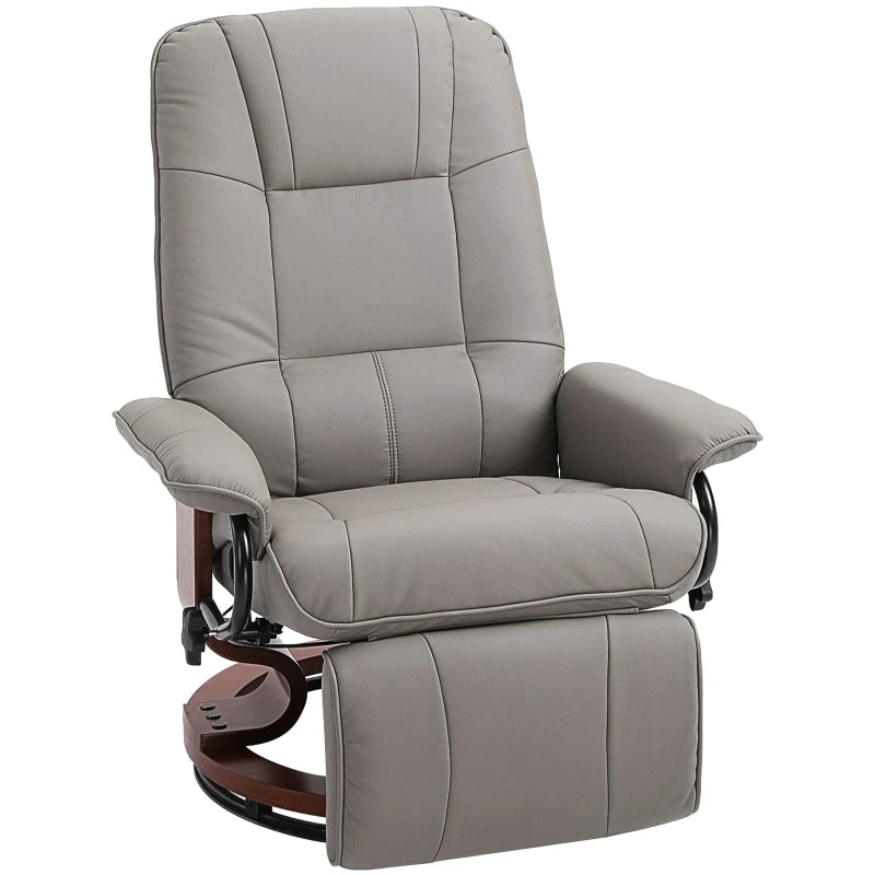 Grey Manual Recliner Armchair with Faux Leather Upholstery