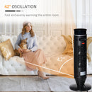 Portable Ceramic Electric Heater & Fan, 1000W/2000W, Overheat Protection, 8H Timer, 42° Oscillation, White