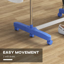 Blue Folding Clothes Drying Rack with Side Arms and Wheels