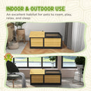 Yellow Wooden Tortoise Shelter with Hide Den and Run